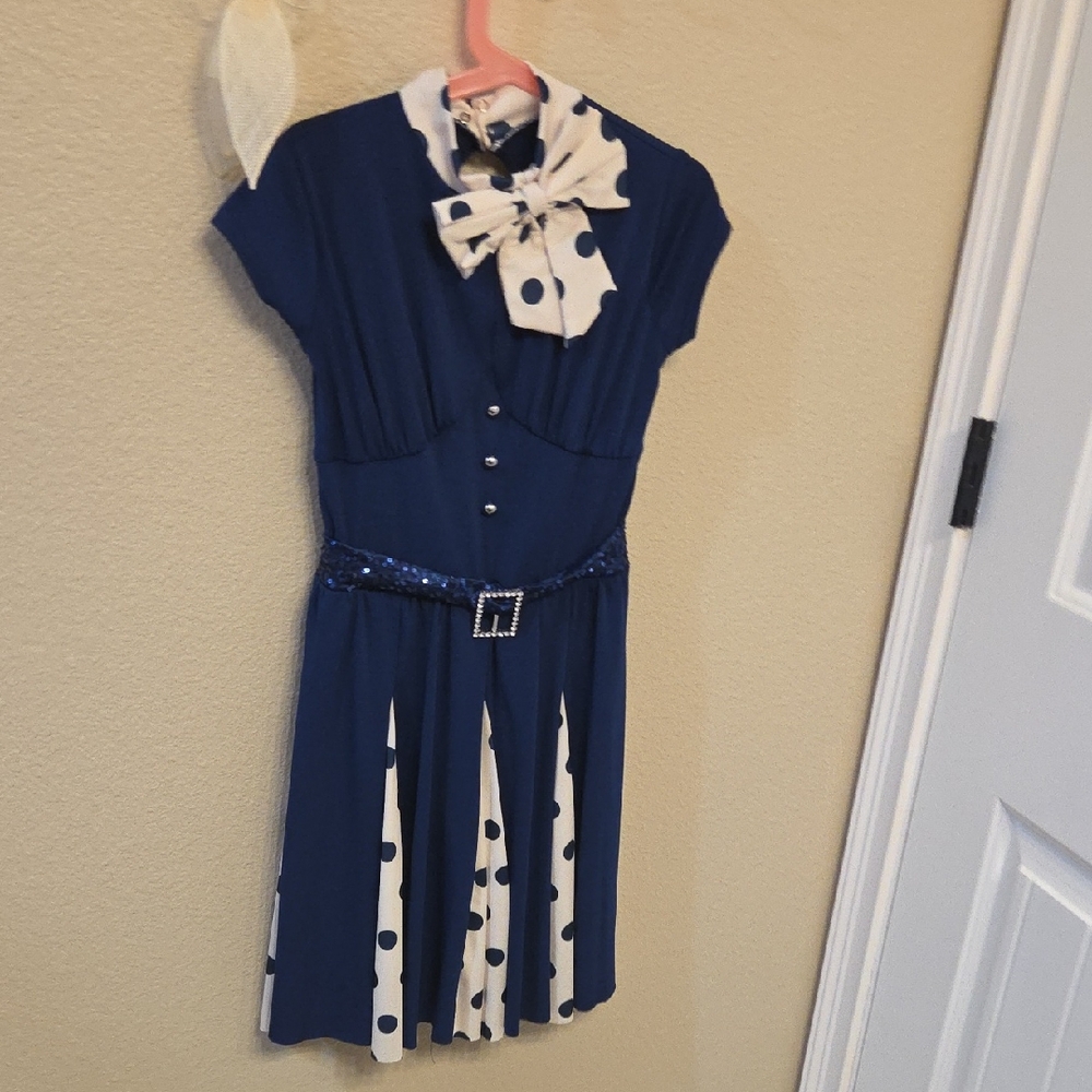 Weissman Stylish Blue and White Polka Dot Kids Dress Costume - Picture 2 of 8